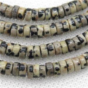 black spotted Dalmatian Jasper heishi beads, approx 2x4mm