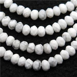 white howlite turquoise beads, faceted rondelle, approx 2x4mm