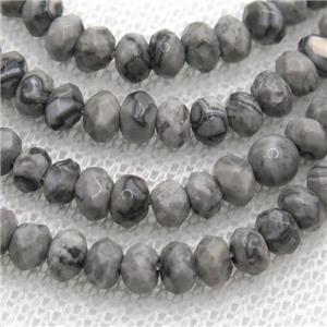Gray Map Jasper Beads Faceted Rondelle, approx 2x4mm
