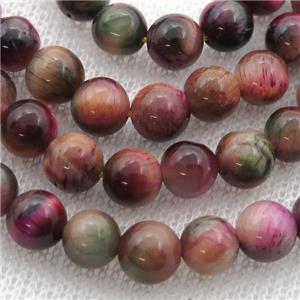 peach Tiger eye stone beads, round, approx 6mm dia