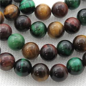 multicolor Tiger eye stone beads, round, approx 8mm dia