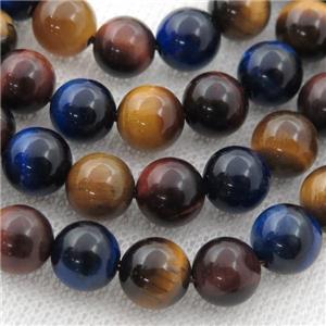 multicolor Tiger eye stone beads, round, approx 6mm dia