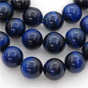 blue Tiger eye stone beads, round, approx 4mm dia