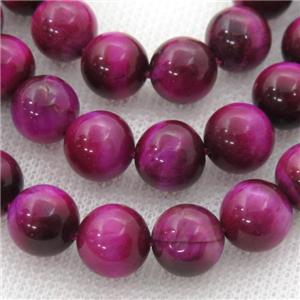 hotpink Tiger eye stone beads, round, approx 6mm dia