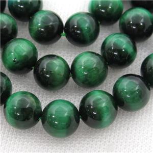 green Tiger eye stone beads, round, approx 10mm dia