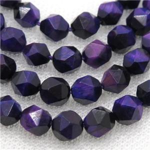 purple Tiger eye stone beads, starcut, faceted round, approx 10mm dia
