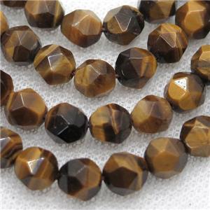 natural Tiger eye stone beads, starcut, faceted round, approx 6mm dia