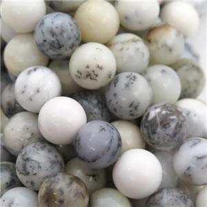 white Moss Opal Stone Beads, round, approx 4mm dia