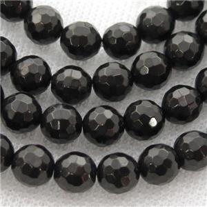 black Coal Crystal Beads, faceted round, approx 8mm dia