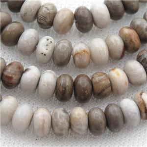 Silver Leaf Jasper rondelle beads, approx 10mm
