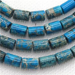 blue Imperial Jasper tube beads, approx 6x8mm