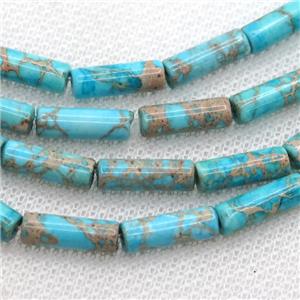 aqua Imperial Jasper tube beads, approx 4x13mm