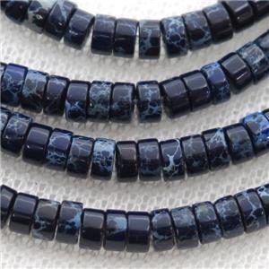 darkblue Imperial Jasper heishi beads, approx 3x6mm