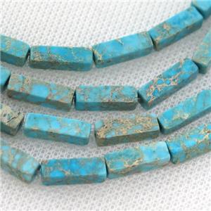 aqua Imperial Jasper cuboid beads, approx 4x13mm