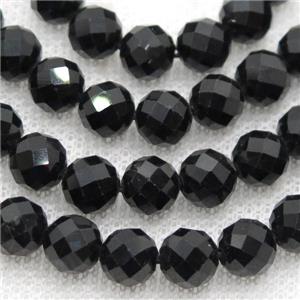 black Tourmaline Beads, faceted round, approx 8mm dia