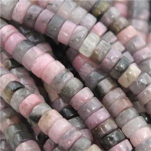 Rhodonite heishi beads, approx 4mm