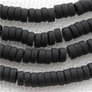 black jasper heishi beads, matte, approx 4mm