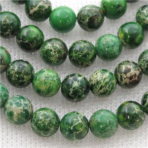 green Imperial Jasper beads, round, approx 12mm dia