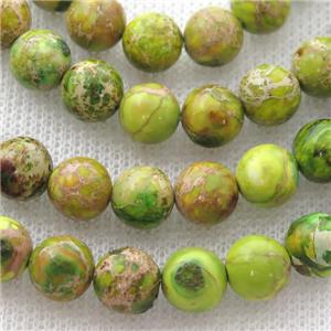 olive Imperial Jasper beads, round, approx 4mm dia
