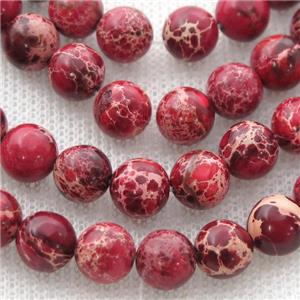 red Imperial Jasper beads, round, approx 6mm dia
