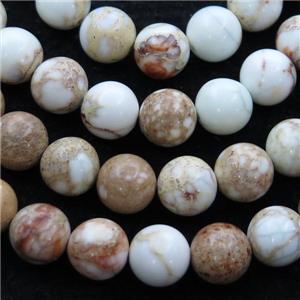 white Imperial Jasper beads, round, natural color, approx 4mm dia