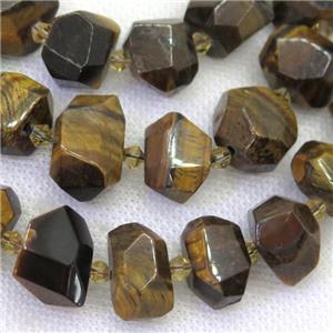 Tiger eye stone nugget beads, faceted freeform, approx 12-18mm