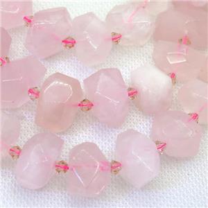 Rose Quartz nugget beads, faceted freeform, approx 12-18mm