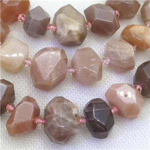MoonStone nugget beads, faceted freeform, approx 12-18mm