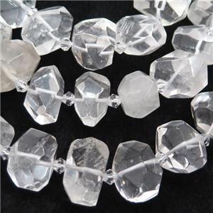 Clear Quartz nugget beads, faceted freeform, approx 12-18mm
