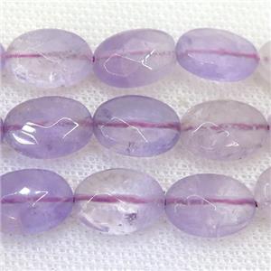 Amethyst beads, faceted oval, approx 10x14mm