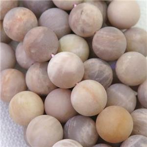 round peach moonstone beads, matte, approx 10mm dia