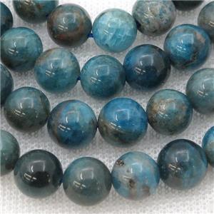 round Blue Apatite Beads, approx 10mm dia