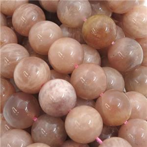 peach MoonStone Beads, round, B-grade, approx 14mm dia