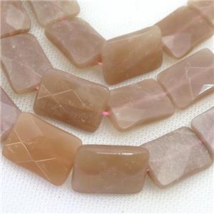 peach moonstone beads, faceted rectangle, approx 10x14mm