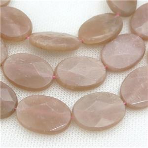 peach moonstone beads, faceted oval, approx 10x14mm
