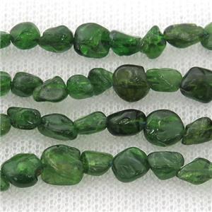green Diopside chip beads, approx 5-8mm