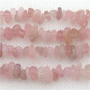 Madagascar Rose Quartz chip beads, approx 4-6mm, 32inch length