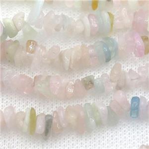 Morganite chip beads, multicolor, approx 4-6mm, 32inch length
