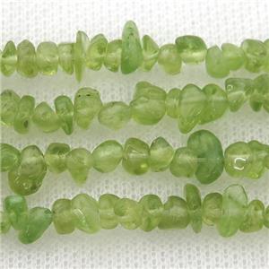 green Peridot chip beads, approx 4-6mm, 32inch length