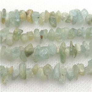 Aquamarine chip beads, B-grade, approx 4-6mm, 32inch length
