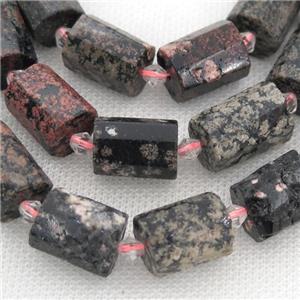 red Snowflake Jasper beads, faceted column, approx 12-18mm
