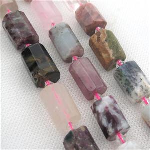 mix Gemstone beads, faceted tube, approx 12-18mm