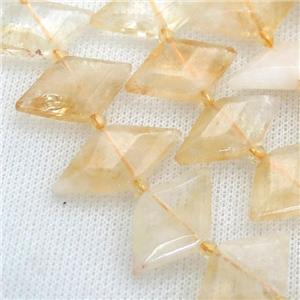 yellow Citrine rhombic beads, approx 13-28mm