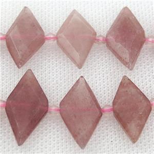 Strawberry Quartz rhombic beads, approx 13-28mm