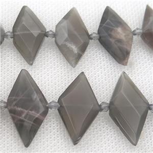deep gray MoonStone rhombic beads, approx 13-28mm