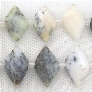 white Moss Opal rhombic beads, approx 13-28mm