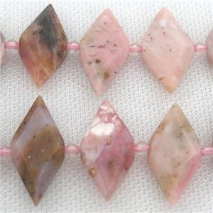pink Opal rhombic beads, approx 13-28mm