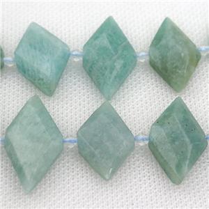 green Amazonite rhombic beads, approx 13-28mm