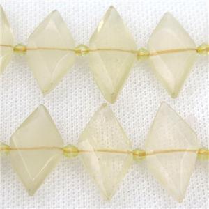 Lemon Quartz rhombic beads, approx 13-28mm