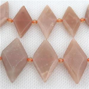 peach MoonStone rhombic beads, approx 13-28mm